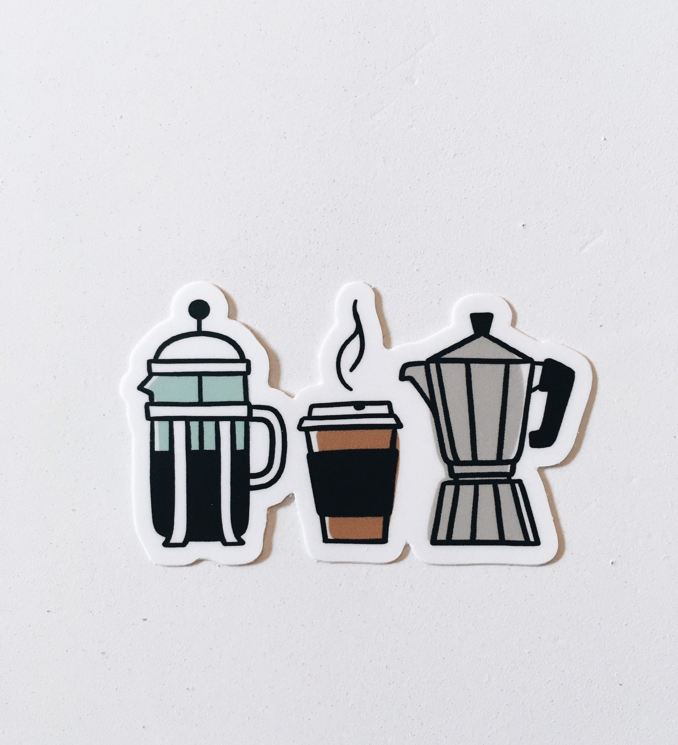 Coffee Weatherproof, Durable Sticker | Vinyl Decal | Waterbottle Sticker | Laptop decal | Coffee Lover Gift | French Press Sticker