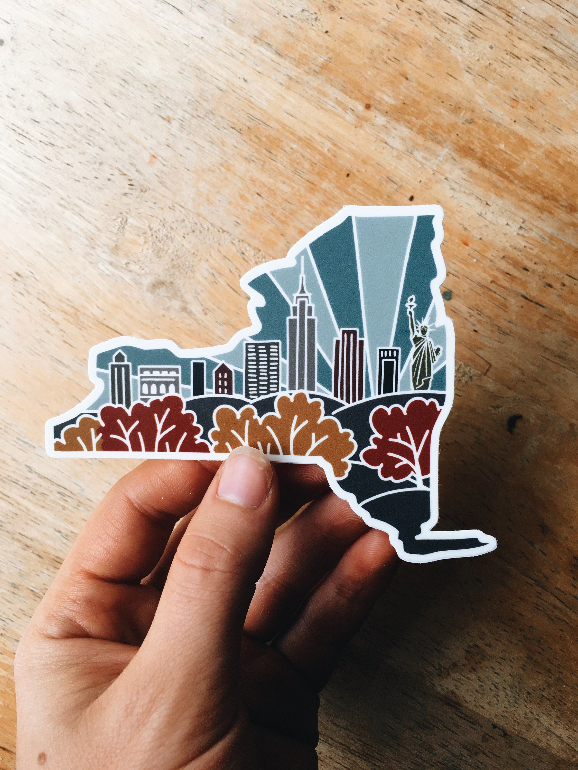 New York Durable Sticker | High Quality Bumper Sticker | United States Vinyl Decal | Weatherproof Sticker | Water Bottle Sticker | 4"
