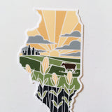 Illinois Weatherproof Durable Sticker | Illinois Outline | Illustrated State Sticker | Vinyl Decal | Outdoor Sticker | Bumper Sticker | 4"