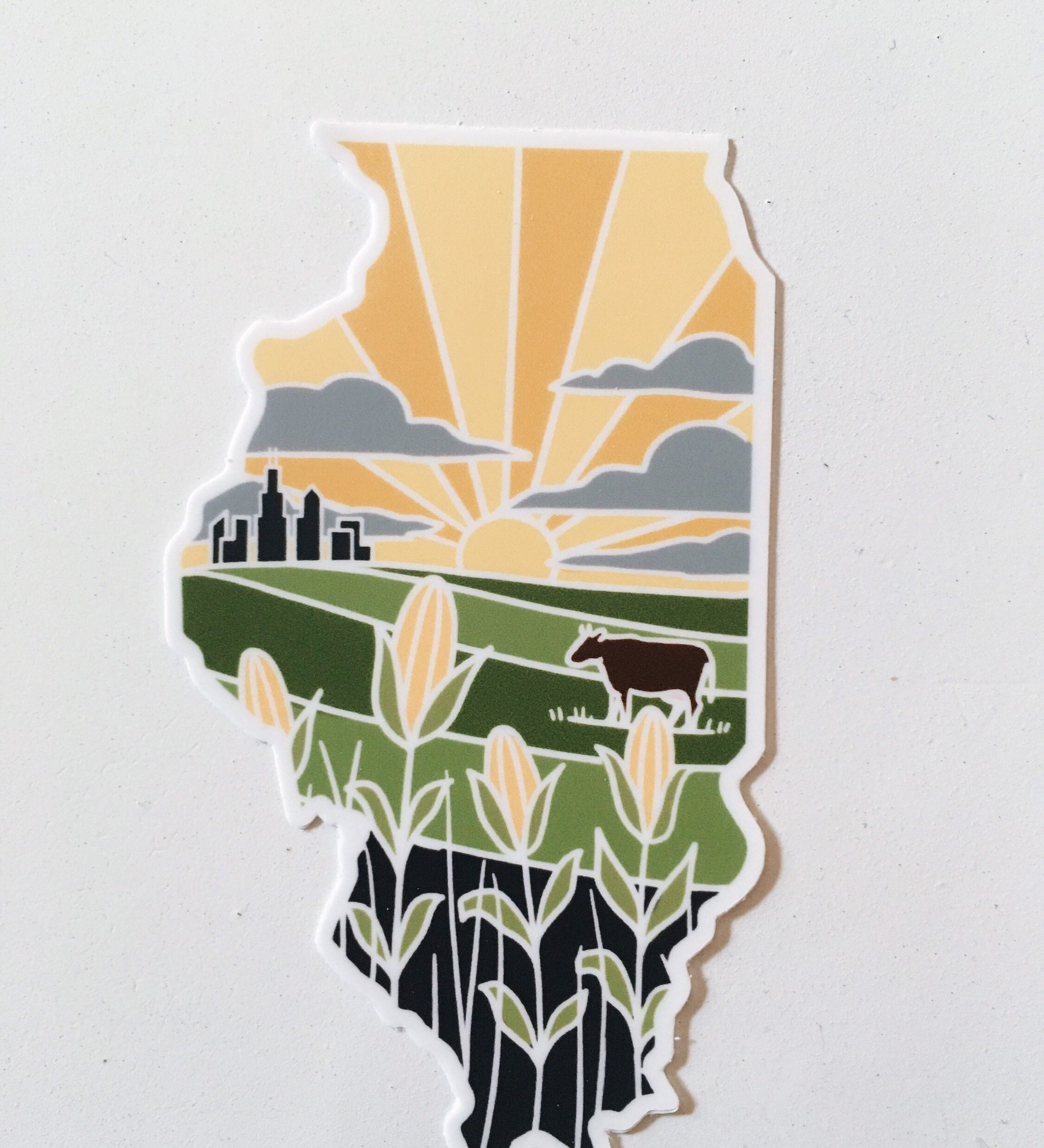 Illinois Weatherproof Durable Sticker | Illinois Outline | Illustrated State Sticker | Vinyl Decal | Outdoor Sticker | Bumper Sticker | 4"