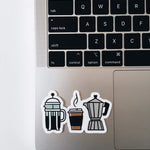 Coffee Weatherproof, Durable Sticker | Vinyl Decal | Waterbottle Sticker | Laptop decal | Coffee Lover Gift | French Press Sticker