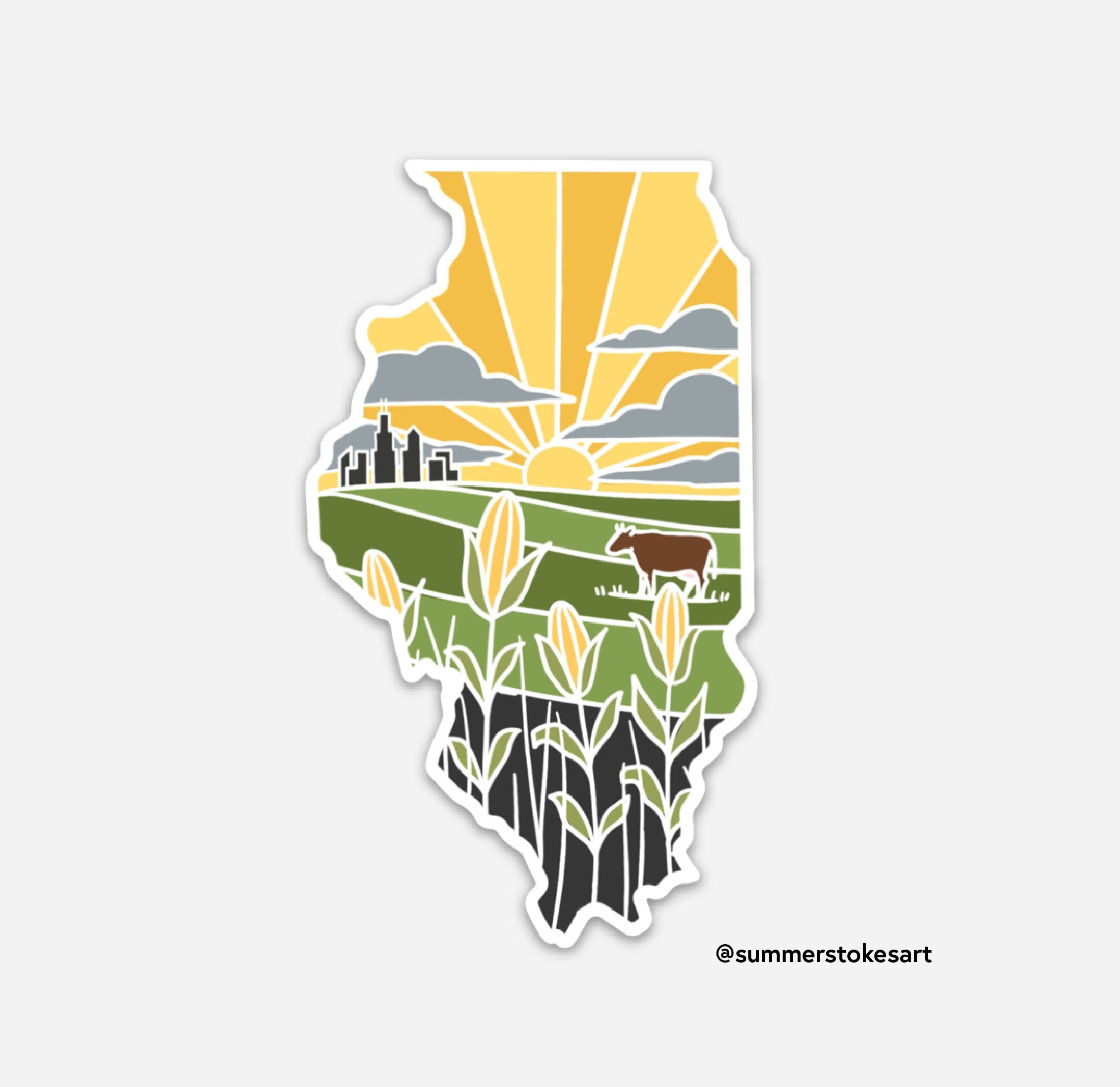 Illinois Weatherproof Durable Sticker | Illinois Outline | Illustrated State Sticker | Vinyl Decal | Outdoor Sticker | Bumper Sticker | 4"