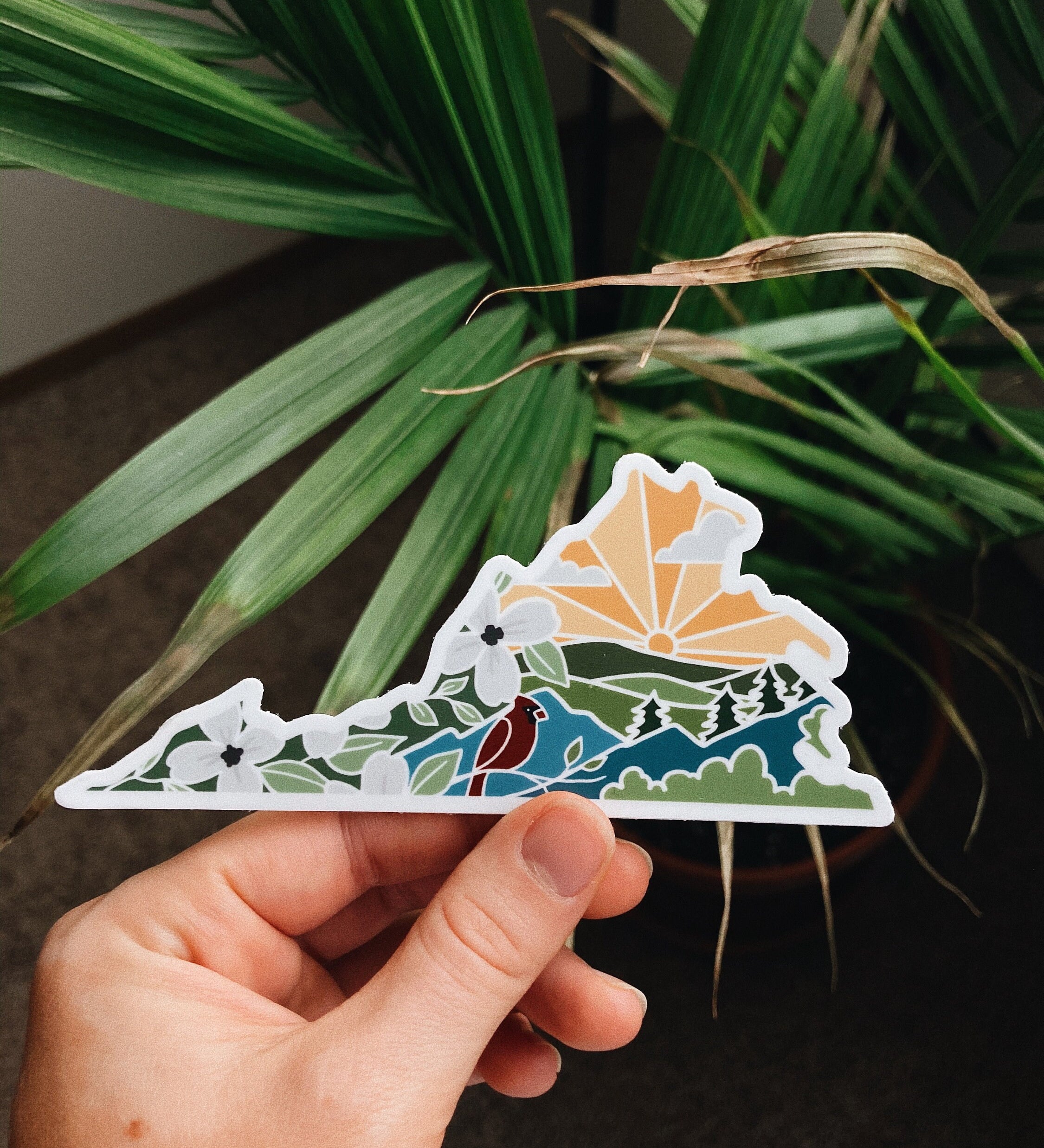 Virginia Weatherproof, Durable Sticker | Virginia Outline | Illustrated State Sticker | Vinyl Decal | Outdoor Sticker | Bumper Sticker | 4"