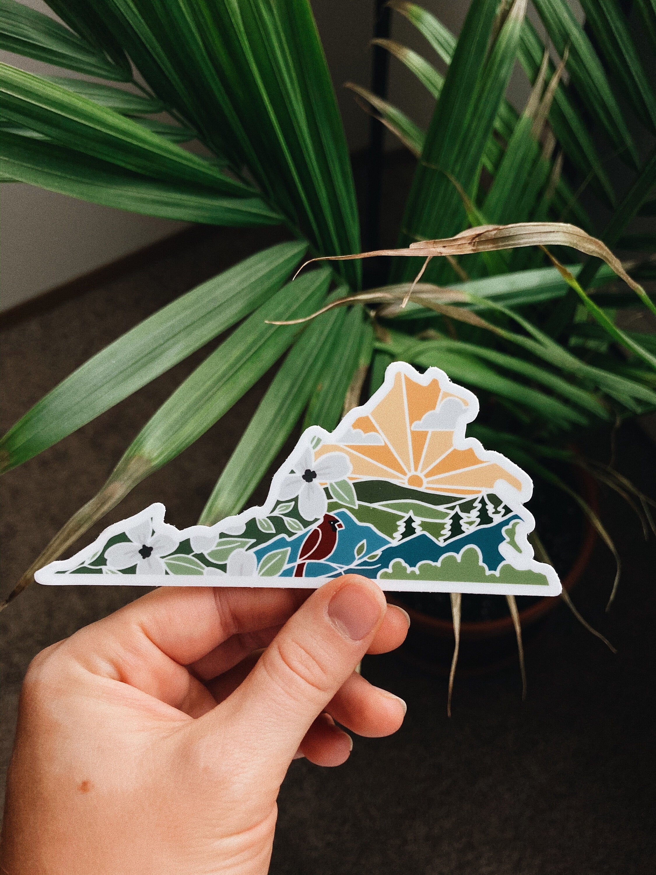 Virginia Weatherproof, Durable Sticker | Virginia Outline | Illustrated State Sticker | Vinyl Decal | Outdoor Sticker | Bumper Sticker | 4"