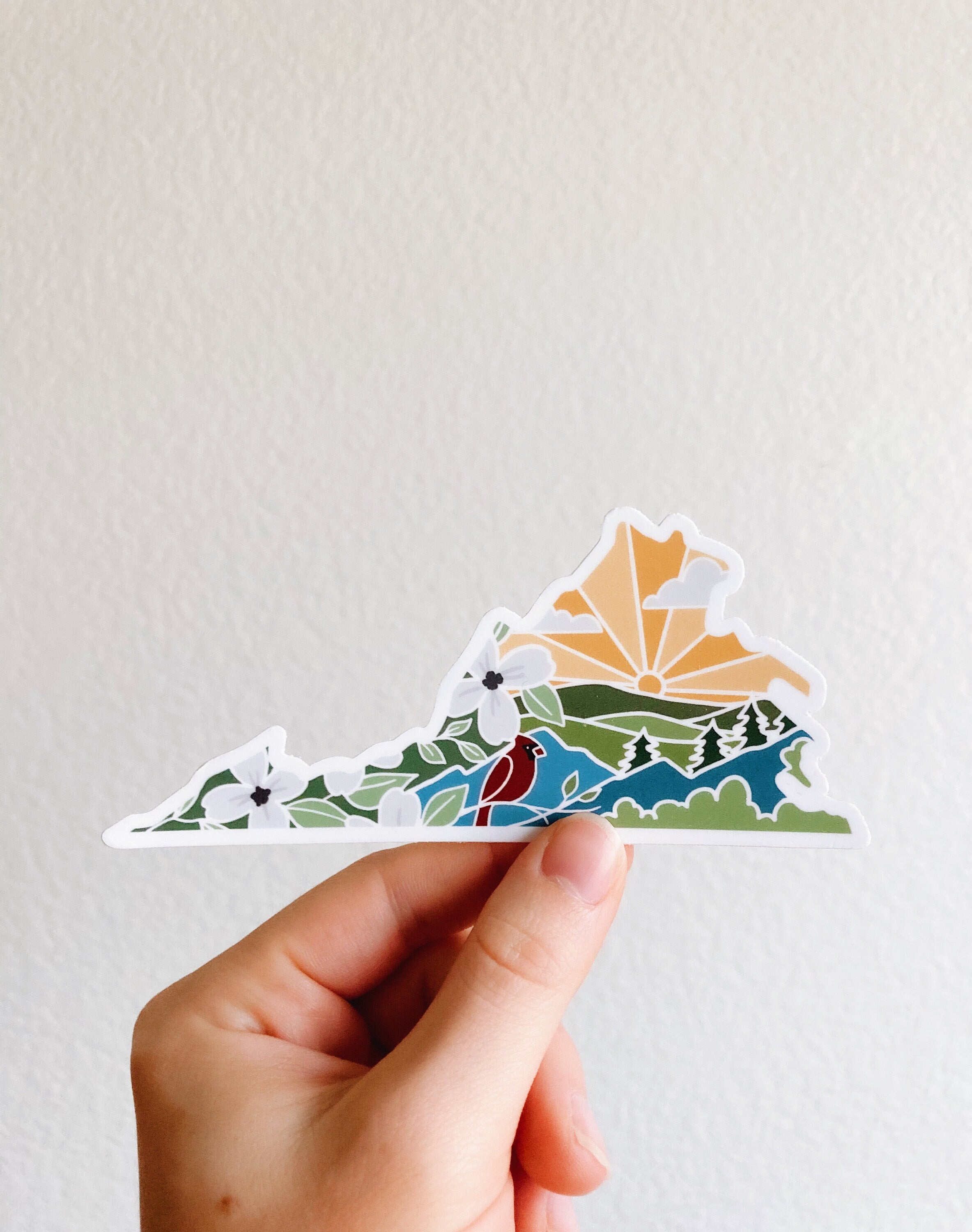 Virginia Weatherproof, Durable Sticker | Virginia Outline | Illustrated State Sticker | Vinyl Decal | Outdoor Sticker | Bumper Sticker | 4"