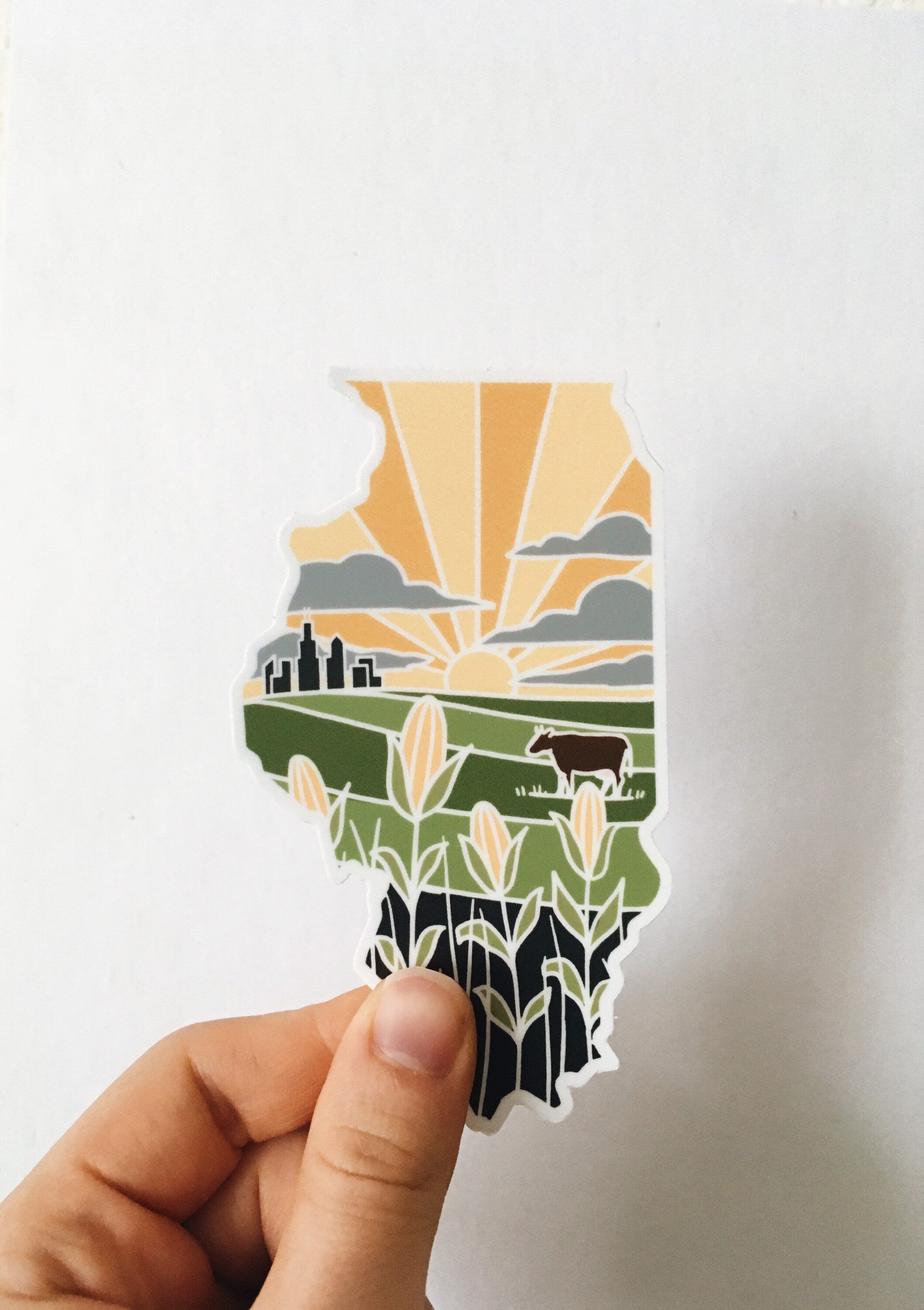 Illinois Weatherproof Durable Sticker | Illinois Outline | Illustrated State Sticker | Vinyl Decal | Outdoor Sticker | Bumper Sticker | 4"