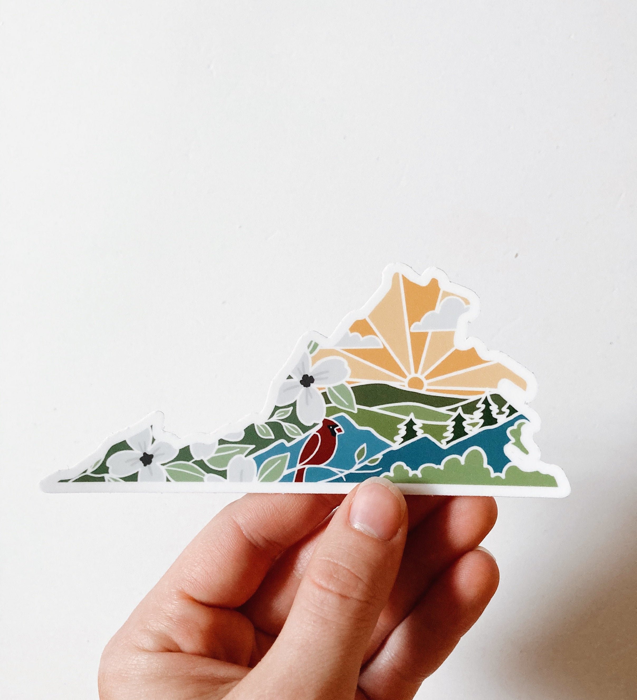 Virginia Weatherproof, Durable Sticker | Virginia Outline | Illustrated State Sticker | Vinyl Decal | Outdoor Sticker | Bumper Sticker | 4"