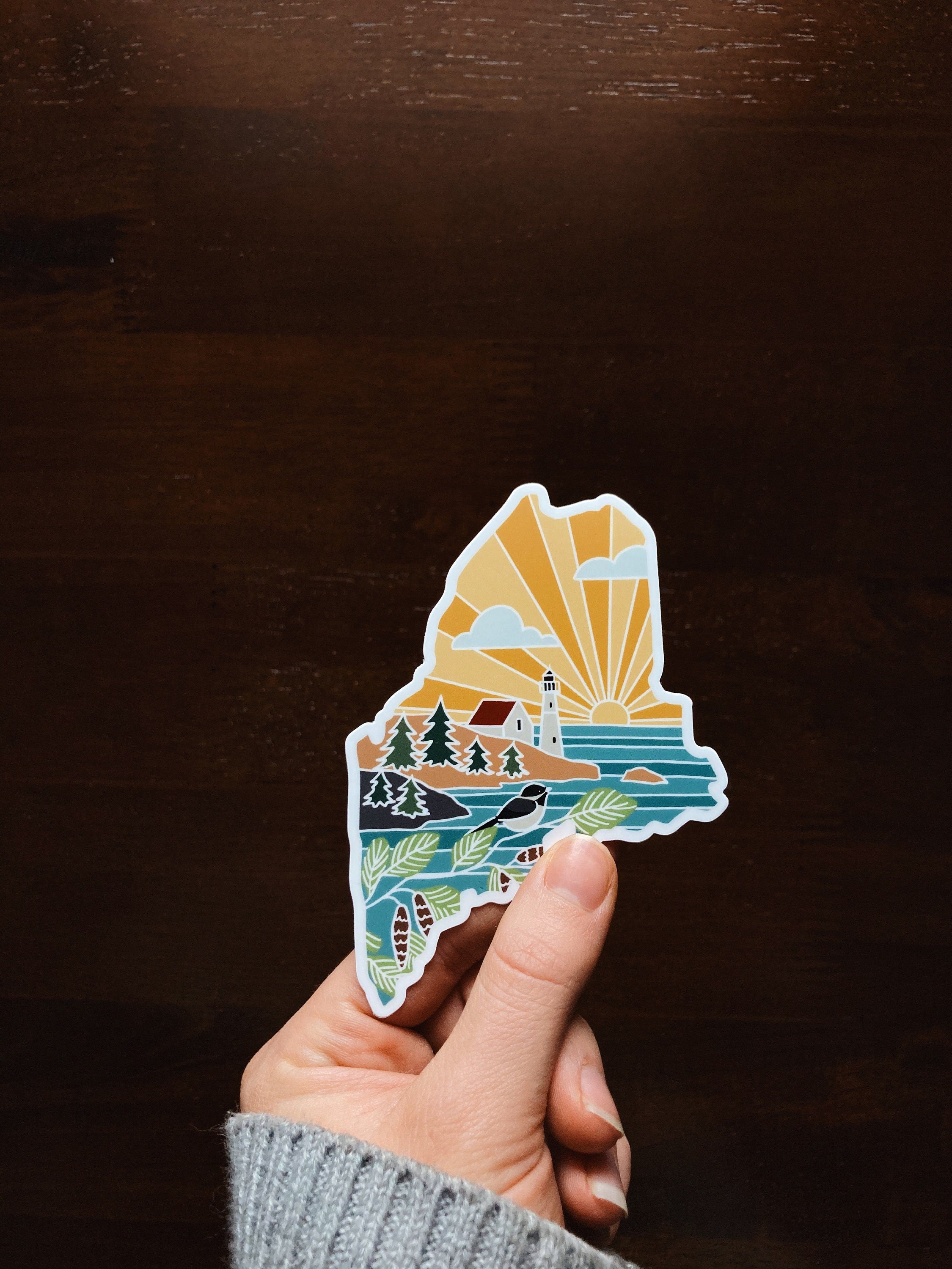 Maine Durable Sticker | High Quality Bumper Sticker | United States Vinyl Decal | Weatherproof Sticker | Water Bottle Sticker | 4"