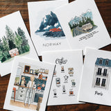 Illustrated Postcard Variety Set | Set of 6 Mix & Match | Watercolor Postcards | Mini Art Prints | Illustrated Stationary