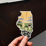 Illinois Weatherproof Durable Sticker | Illinois Outline | Illustrated State Sticker | Vinyl Decal | Outdoor Sticker | Bumper Sticker | 4"