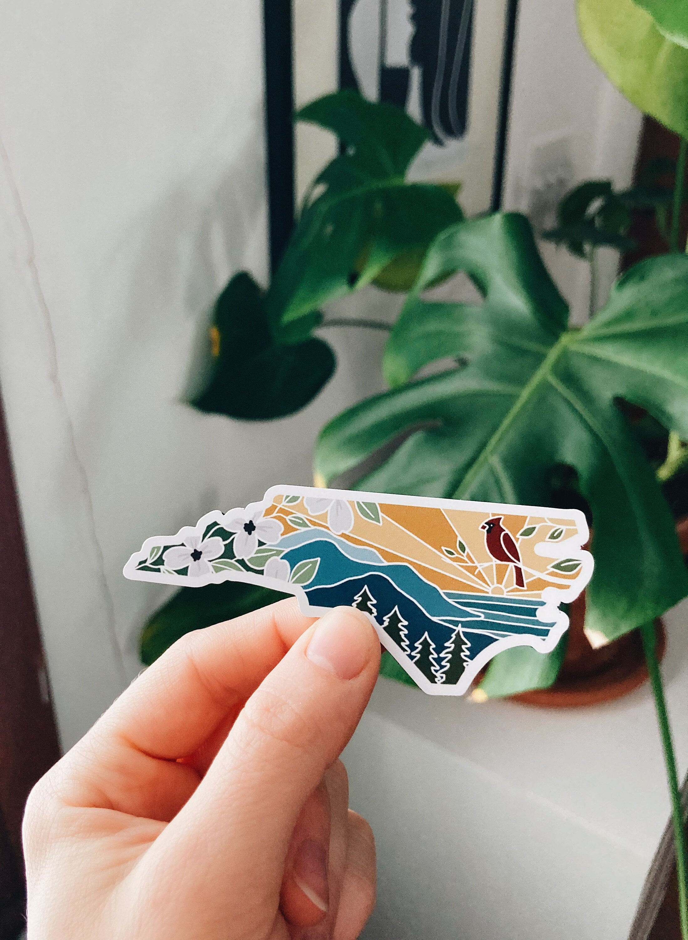 North Carolina Car Magnet | Illustrated Weatherproof State Magnet | Outdoorsy Magnet | North Carolina Gift | Locker Magnet | Fridge Magnet