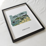 Oregon Art Print | State Wall Art | 5x7, 8x10, 11x14, 16x20 Archival Art Print | OR Outline Poster | Oregon Illustration