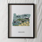 Oregon Art Print | State Wall Art | 5x7, 8x10, 11x14, 16x20 Archival Art Print | OR Outline Poster | Oregon Illustration