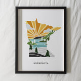Minnesota Art Print | State Wall Art | 5x7, 8x10, 11x14, 16x20 Archival Art Print | MN Outline Poster | Minnesota Illustration