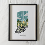 Indiana Art Print | State Wall Art | 5x7, 8x10, 11x14, 16x20 Archival Art Print | IN Outline Poster | Indiana Illustration