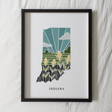 Indiana Art Print | State Wall Art | 5x7, 8x10, 11x14, 16x20 Archival Art Print | IN Outline Poster | Indiana Illustration