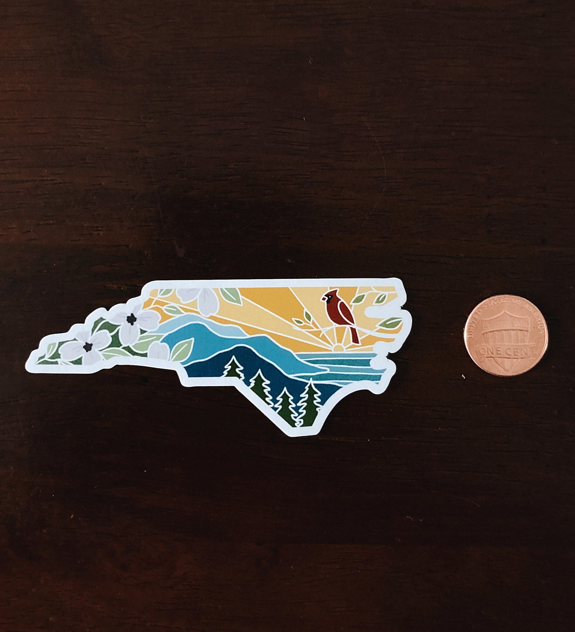 North Carolina Car Magnet | Illustrated Weatherproof State Magnet | Outdoorsy Magnet | North Carolina Gift | Locker Magnet | Fridge Magnet