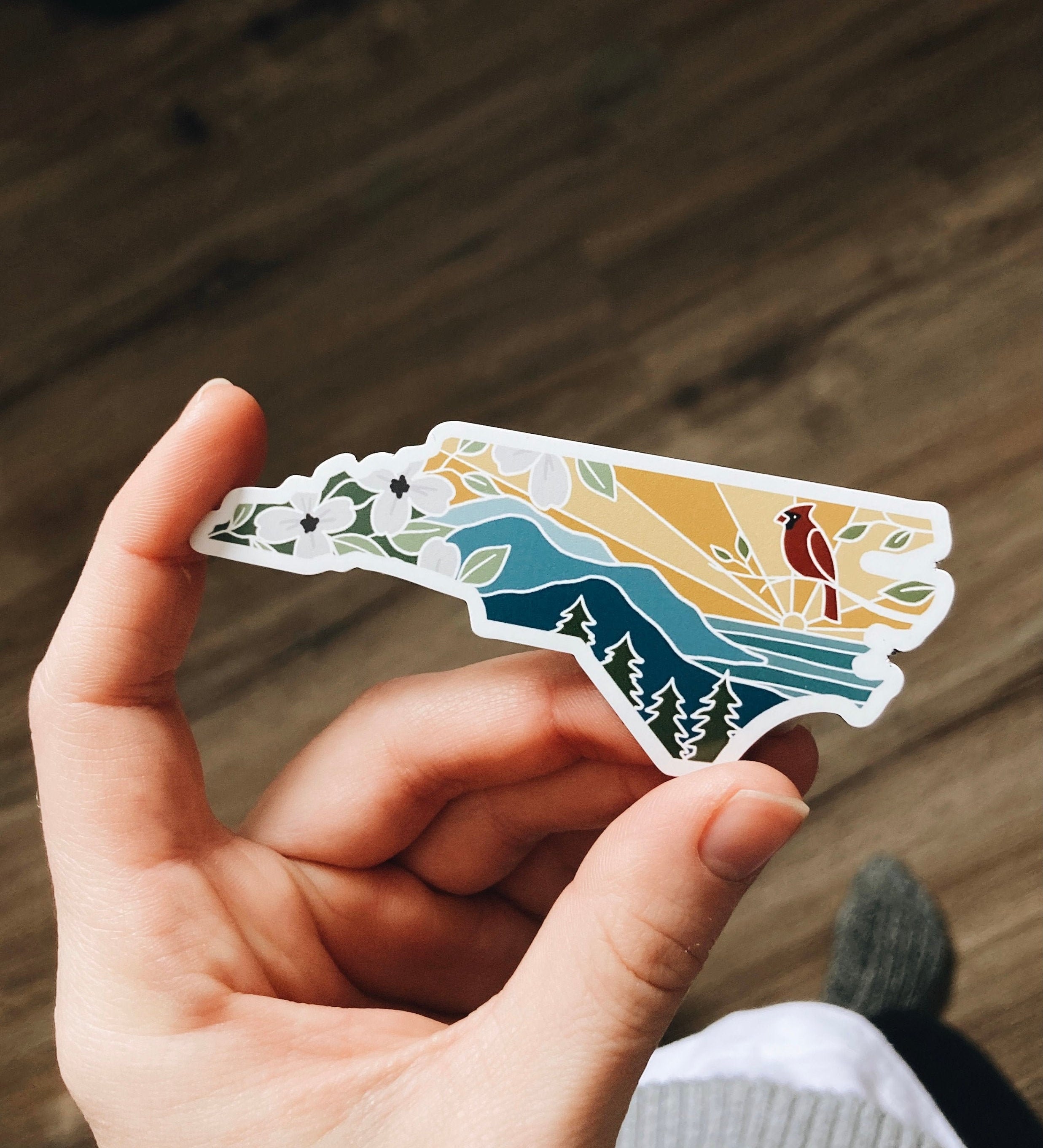 North Carolina Car Magnet | Illustrated Weatherproof State Magnet | Outdoorsy Magnet | North Carolina Gift | Locker Magnet | Fridge Magnet