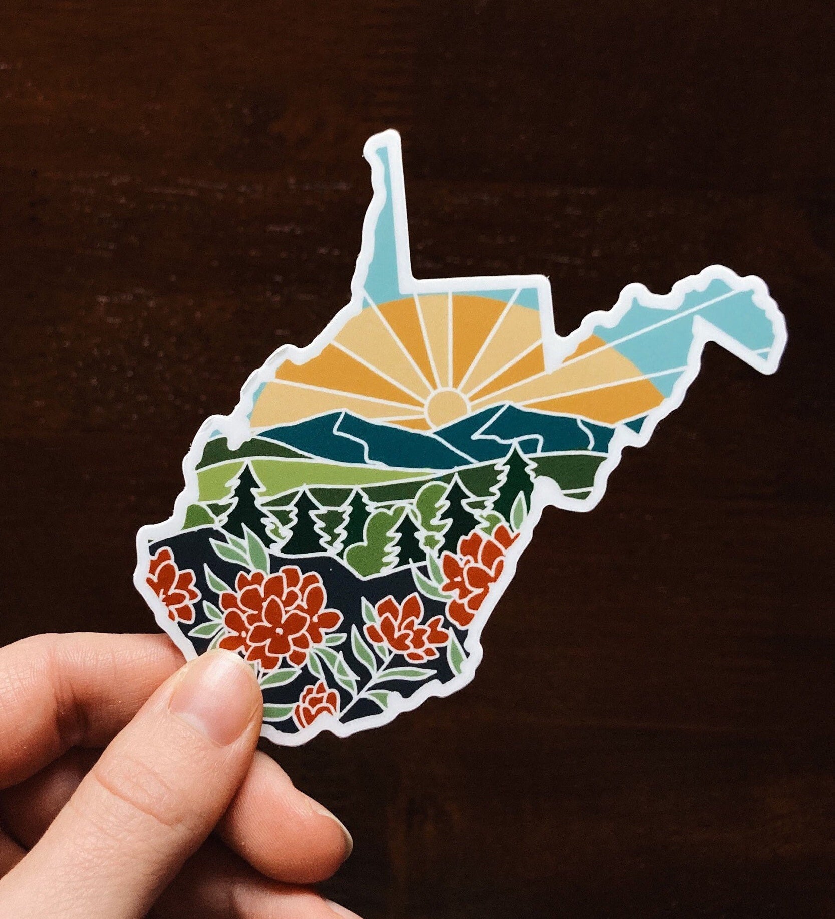 West Virginia Durable Sticker | High Quality Bumper Sticker | United States Vinyl Decal | Weatherproof Sticker | Water Bottle Sticker | 4"
