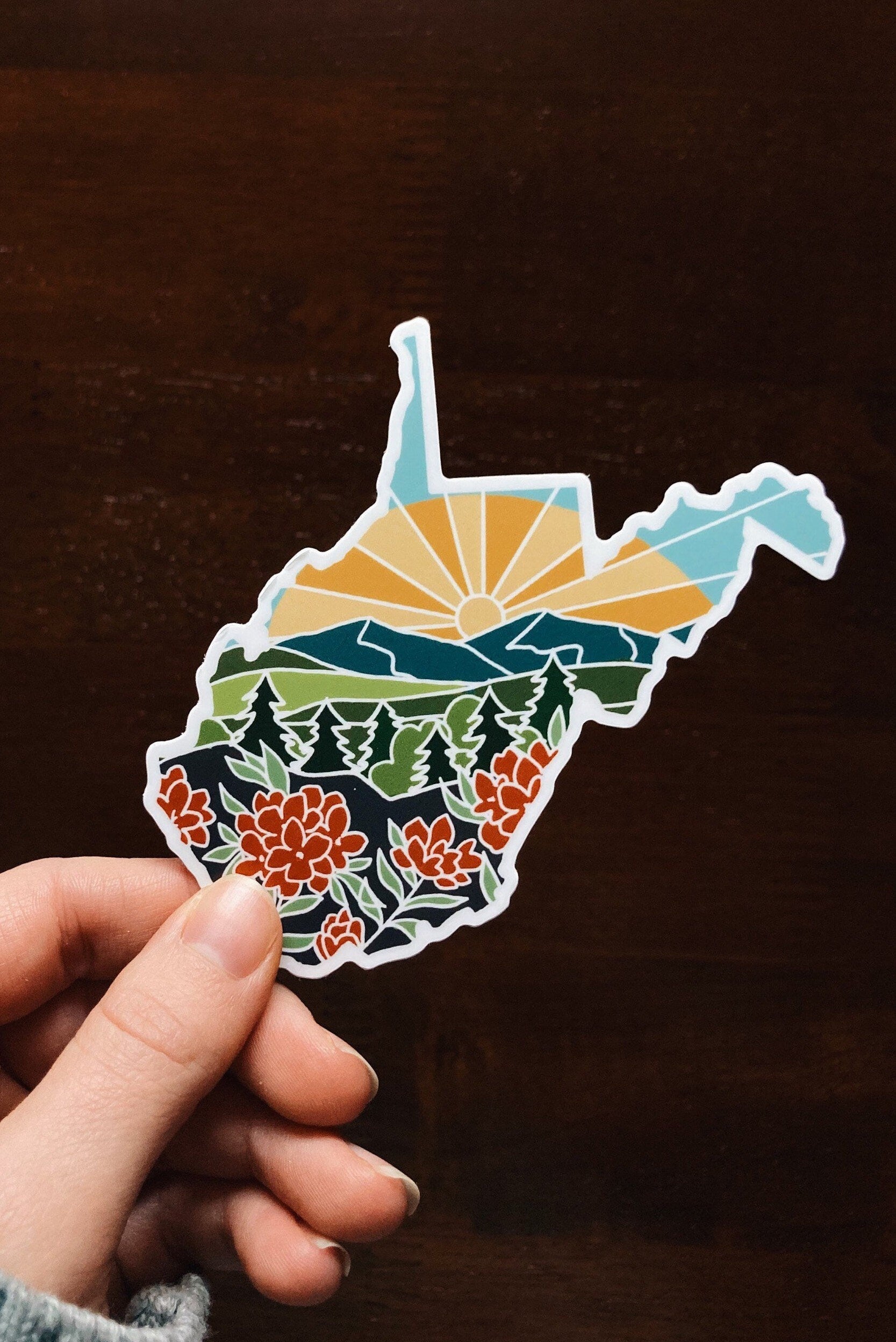 West Virginia Durable Sticker | High Quality Bumper Sticker | United States Vinyl Decal | Weatherproof Sticker | Water Bottle Sticker | 4"