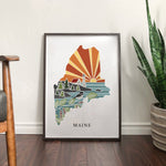 Maine Physical Art Print | State Wall Art | 5x7, 8x10, 11x14, 16x20" Archival Art Print | Maine Illustrated Poster