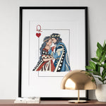 King and Queen Wall Art | Watercolor Illustration | 8x10" 5x7" Art Print | Valentines Gift | King & Queen Playing Cards | Wedding Gift