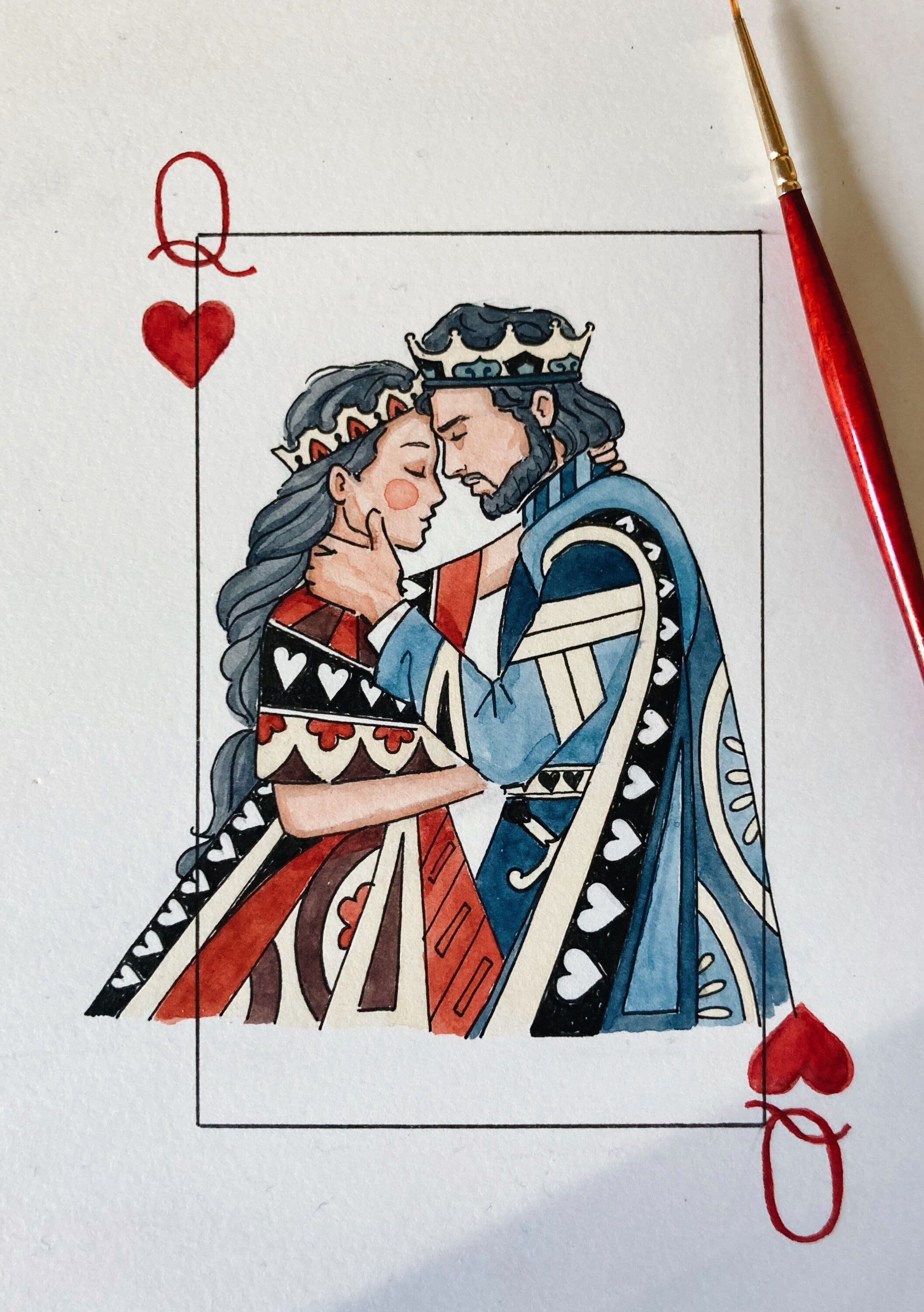 King and Queen Wall Art | Watercolor Illustration | 8x10" 5x7" Art Print | Valentines Gift | King & Queen Playing Cards | Wedding Gift