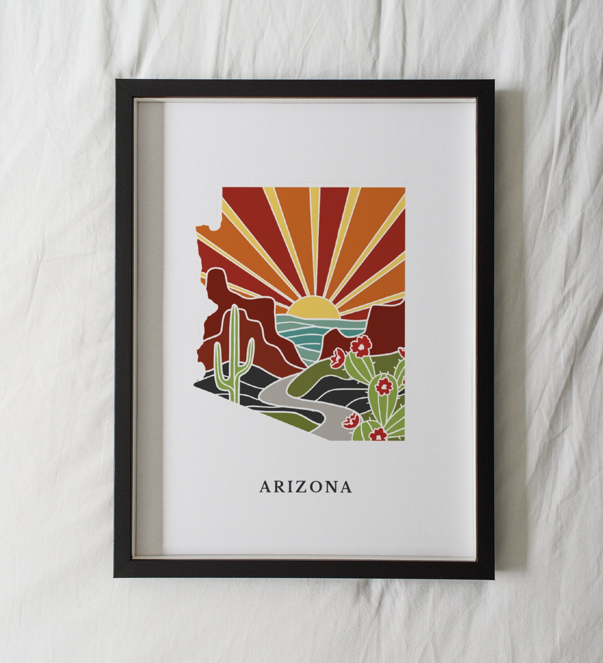 Arizona Art Print | State Wall Art | 5x7, 8x10, 11x14, 16x20 Archival Art Print | AZ Outline Poster | Arizona Illustration