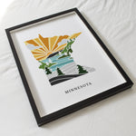Minnesota Art Print | State Wall Art | 5x7, 8x10, 11x14, 16x20 Archival Art Print | MN Outline Poster | Minnesota Illustration