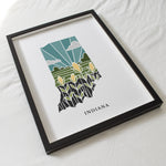 Indiana Art Print | State Wall Art | 5x7, 8x10, 11x14, 16x20 Archival Art Print | IN Outline Poster | Indiana Illustration