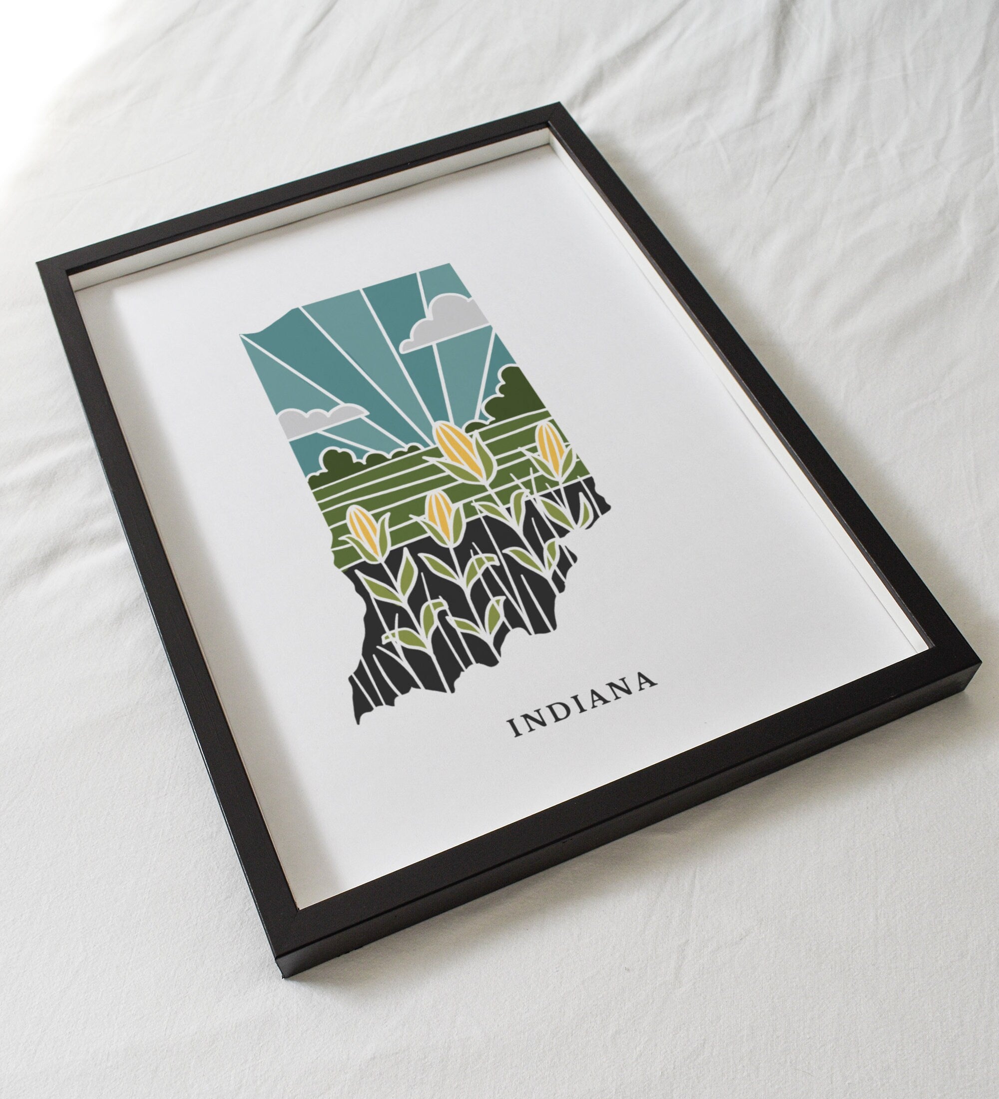 Indiana Art Print | State Wall Art | 5x7, 8x10, 11x14, 16x20 Archival Art Print | IN Outline Poster | Indiana Illustration