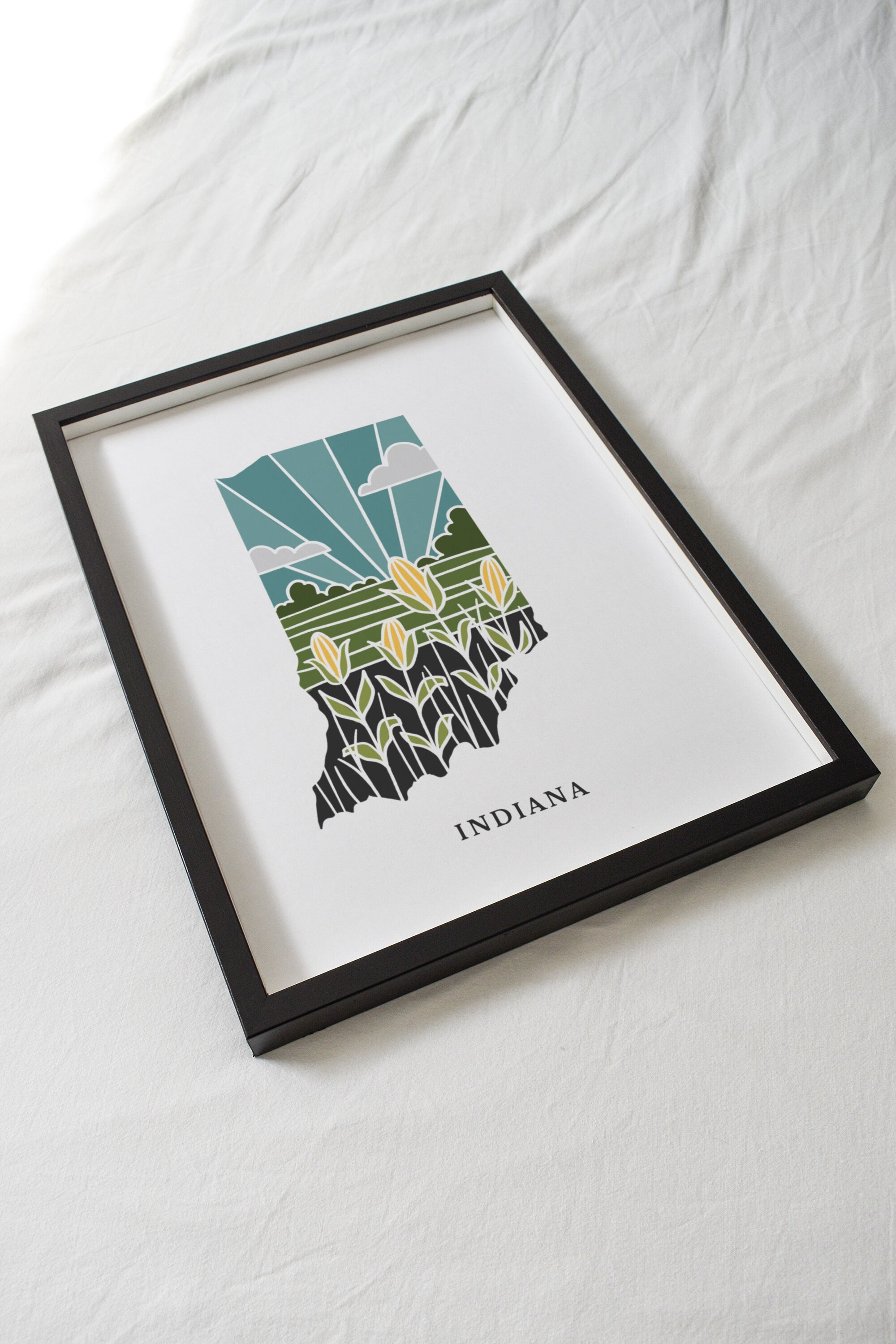 Indiana Art Print | State Wall Art | 5x7, 8x10, 11x14, 16x20 Archival Art Print | IN Outline Poster | Indiana Illustration