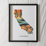 California Poppy Poster | 5x7, 8x10, 11x14, 16x20 Archival Art Print | CA Outline Poster | California Illustration | State Wall Art
