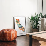 California Poppy Poster | 5x7, 8x10, 11x14, 16x20 Archival Art Print | CA Outline Poster | California Illustration | State Wall Art