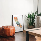 California Poppy Poster | 5x7, 8x10, 11x14, 16x20 Archival Art Print | CA Outline Poster | California Illustration | State Wall Art