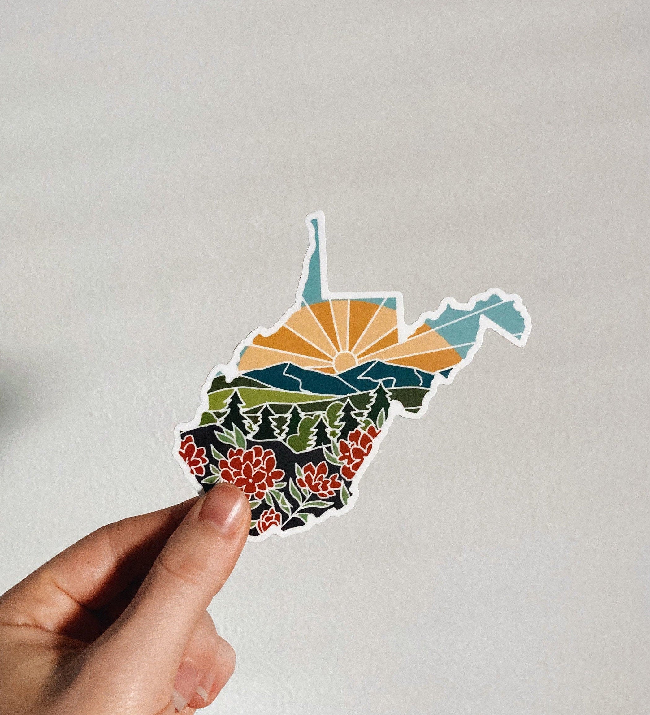 West Virginia Durable Sticker | High Quality Bumper Sticker | United States Vinyl Decal | Weatherproof Sticker | Water Bottle Sticker | 4"