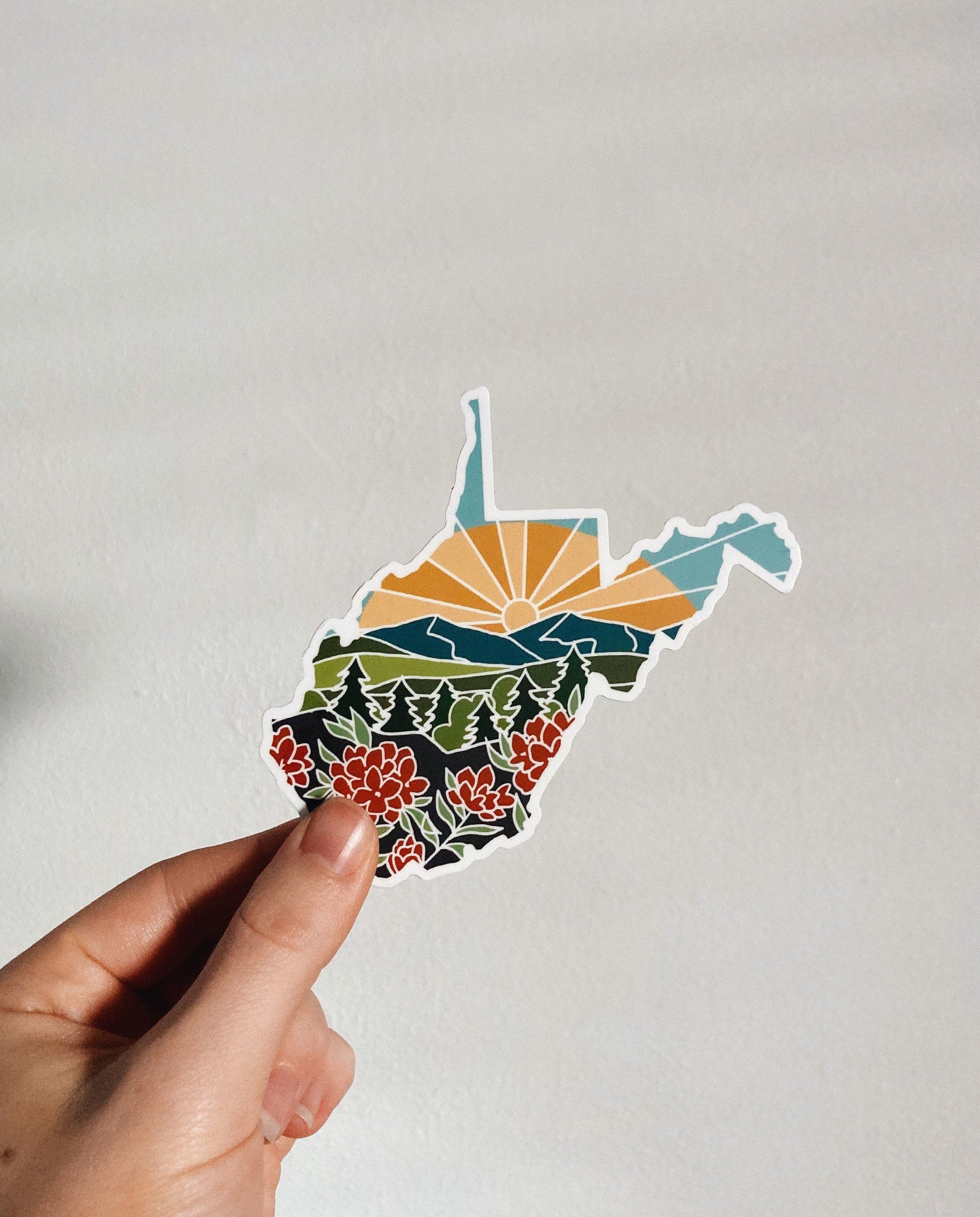 West Virginia Durable Sticker | High Quality Bumper Sticker | United States Vinyl Decal | Weatherproof Sticker | Water Bottle Sticker | 4"