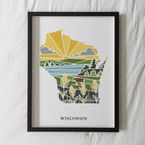 Wisconsin Physical Art Print | State Wall Art | 5x7, 8x10, 11x14, 16x20" Archival Art Print | Wisconsin Illustrated Poster