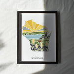 Wisconsin Physical Art Print | State Wall Art | 5x7, 8x10, 11x14, 16x20" Archival Art Print | Wisconsin Illustrated Poster
