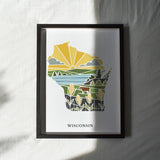 Wisconsin Physical Art Print | State Wall Art | 5x7, 8x10, 11x14, 16x20" Archival Art Print | Wisconsin Illustrated Poster