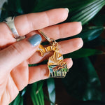 Gold Michigan Soft Enamel Keychain 1.5" | Michigan Outline Key Ring | Illustrated State Keychain