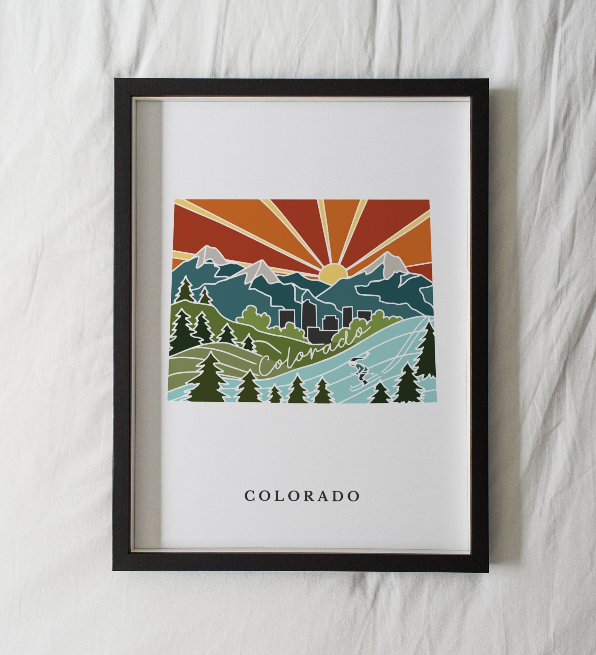 Colorado Physical Art Print | State Wall Art | 5x7, 8x10, 11x14, 16x20 Archival Art Print | Colorado Illustrated Poster