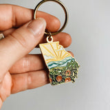 Gold Georgia Soft Enamel Keychain 1.5" | Georgia Outline Key Ring | Illustrated State Keychain
