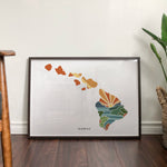 Hawaii Physical Art Print | State Wall Art | 5x7, 8x10, 11x14, 16x20 Archival Art Print | Hawaii Illustrated Poster