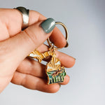 Gold Michigan Soft Enamel Keychain 1.5" | Michigan Outline Key Ring | Illustrated State Keychain