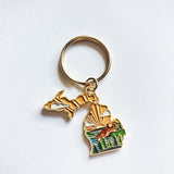 Gold Michigan Soft Enamel Keychain 1.5" | Michigan Outline Key Ring | Illustrated State Keychain
