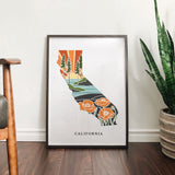 California Poppy Poster | 5x7, 8x10, 11x14, 16x20 Archival Art Print | CA Outline Poster | California Illustration | State Wall Art