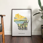 Wisconsin Physical Art Print | State Wall Art | 5x7, 8x10, 11x14, 16x20" Archival Art Print | Wisconsin Illustrated Poster