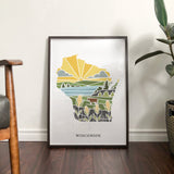 Wisconsin Physical Art Print | State Wall Art | 5x7, 8x10, 11x14, 16x20" Archival Art Print | Wisconsin Illustrated Poster