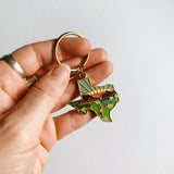 Gold Texas Soft Enamel Keychain 1.5" | Texas Outline Key Ring | Illustrated State Keychain